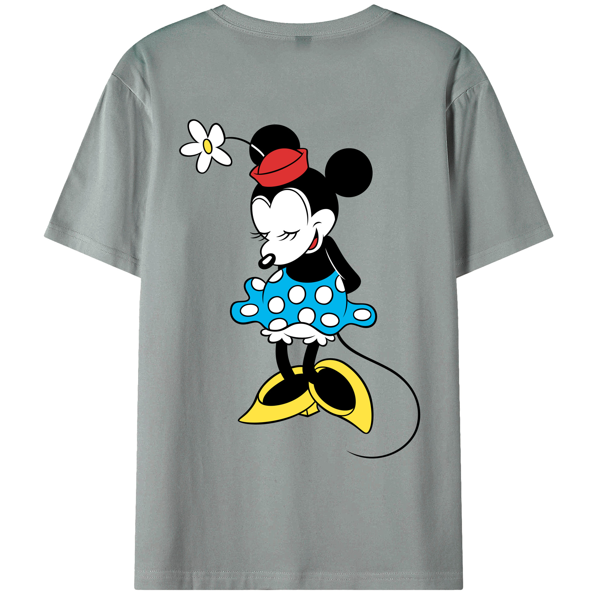 ミッキーマウス Mickey Mouse 綿100％ メンズ半袖Tシャツ（バックプリント） 通気性